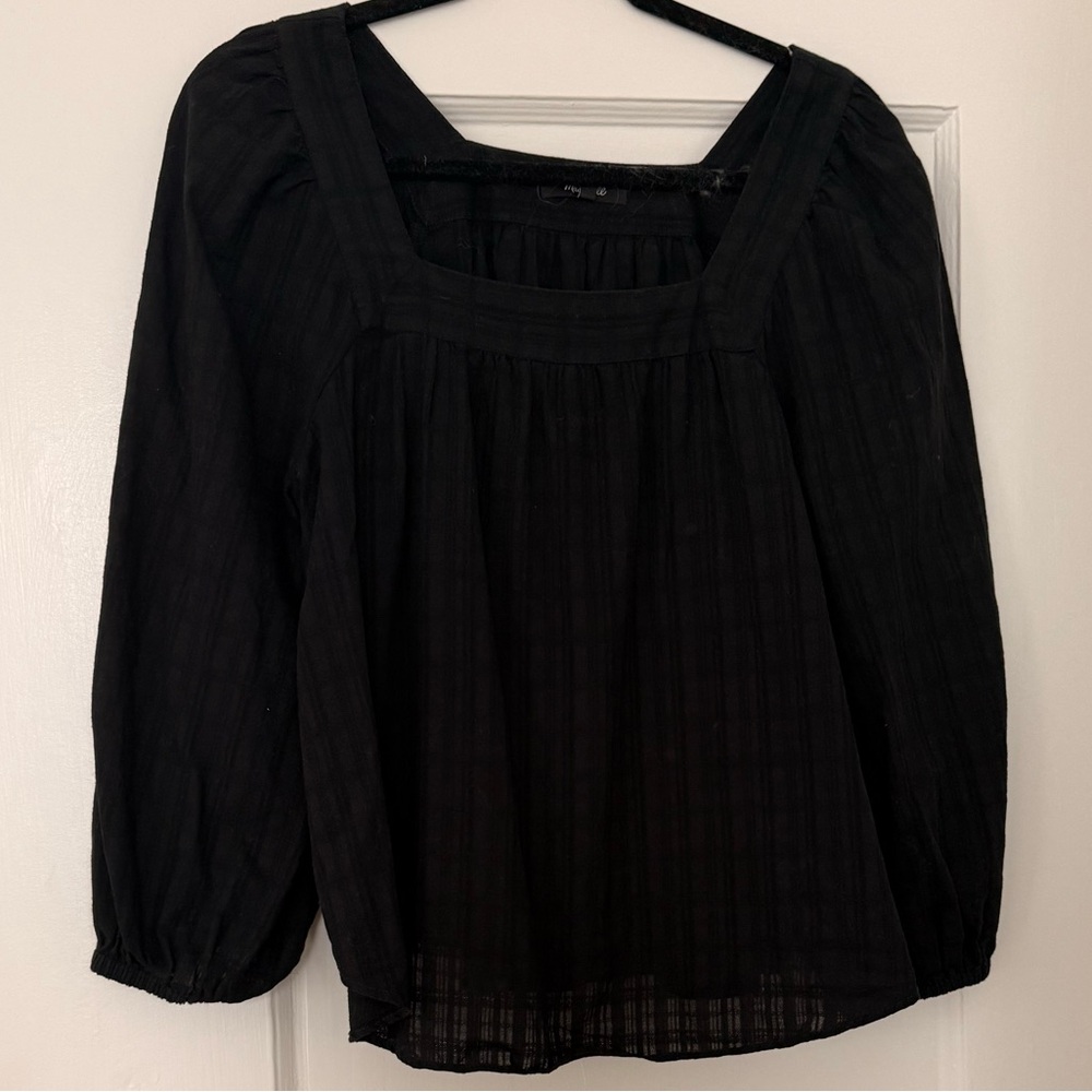 Madewell Black Square Neck Blouse